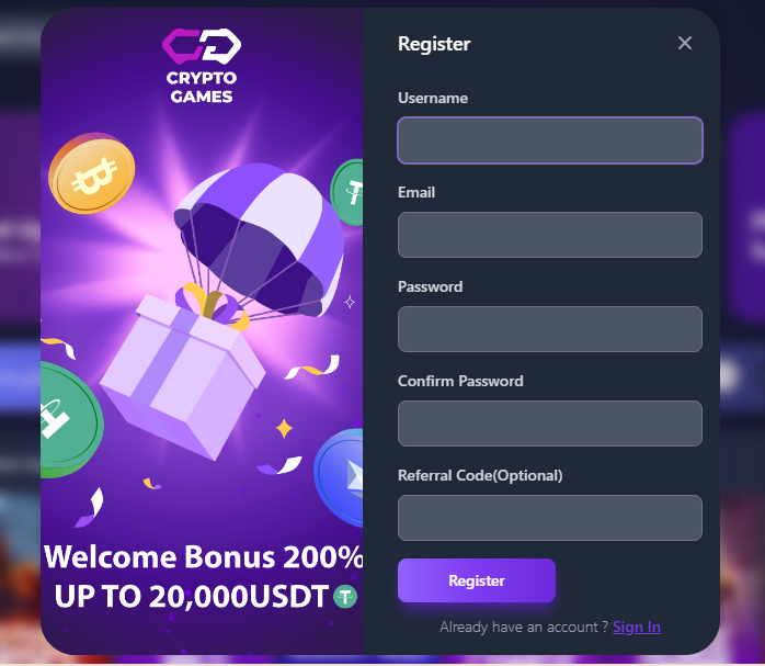 cryptogames registration